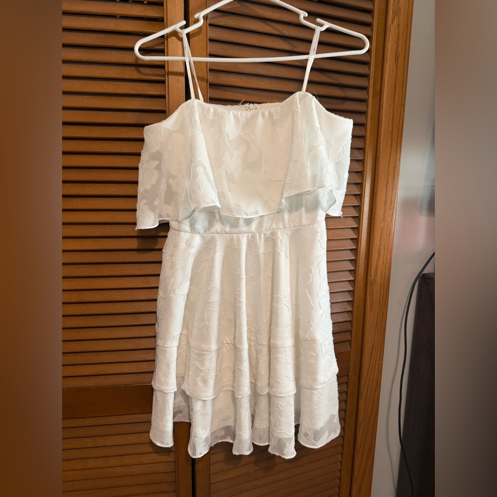 Lulu's White Floral Jacquard Cami Dress